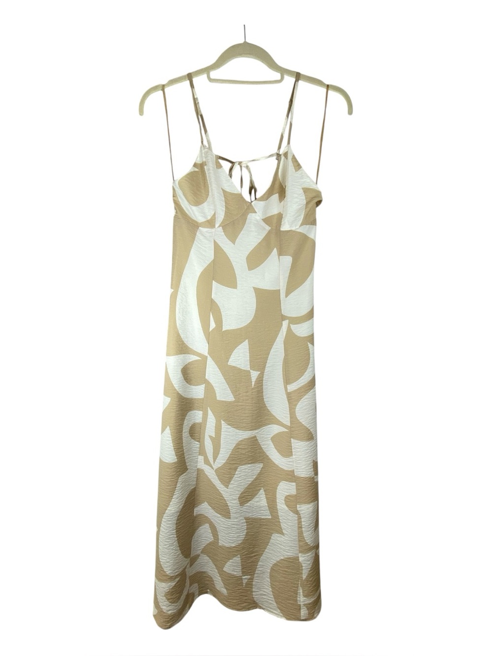 NWT Sincerely Jules Abstract Maxi Dress Ivory Mocha Cream Neutral Beach Flowy XS